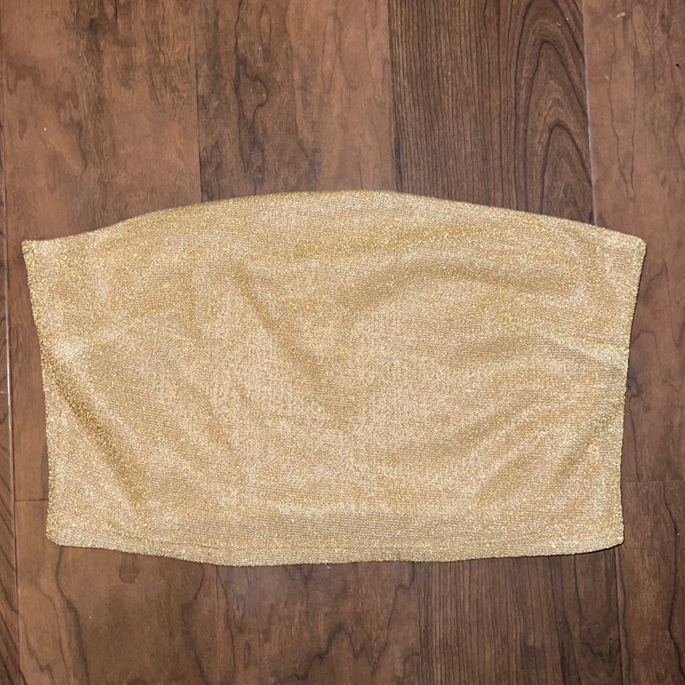 H&M gold sparkly stretch crop top